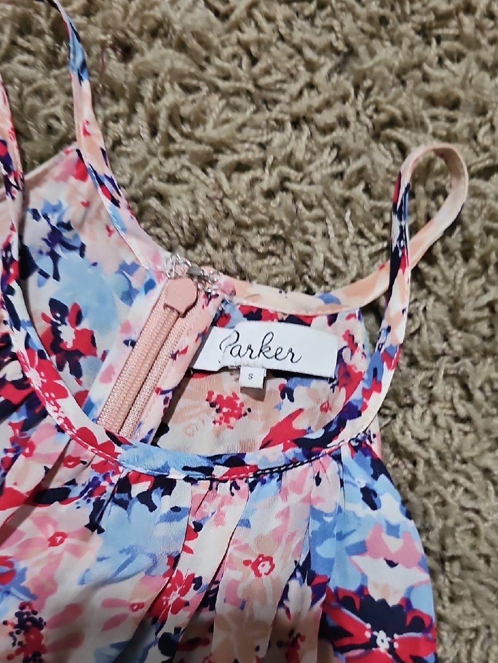 Parker Catamaran Romper Silk Floral Sleeveless Shorts Small Pink Flowy - Picture 3 of 6